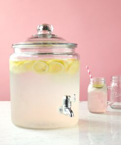 Anchor Hocking 2 Gallon Heritage Hill Beverage Dispenser with Lid (2 piece, all glass, dishwasher safe) Heritage Hill Jar Bev Dispenser 35 81Ahb44Dd2L