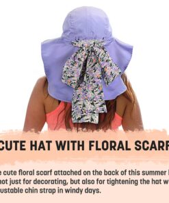 Solaris Floral Scarf Wide Brim Women's Sun Hat, with Neck Flap Foldable UV Protection Cap for Garden Beach Hiking One Size Purple 12 81AlIm3zNWL