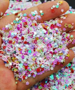 Colorful Manicure Glitter Confetti 1.8oz/50g Mixed Shapes Size 3mm Great for Party Décor, DIY Crafts, Premium Nail Art Etc.. 34 81Anqza9L