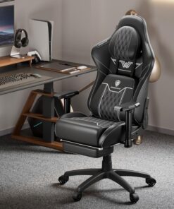 Alternative view of Dowinx Big and Tall Gaming Chair with Footrest, High Back Ergonomic Office Chair with Comfortable Headrest and Lumbar Support, 4D Armrests Computer Chair for Adults, Pu Leather, Black
