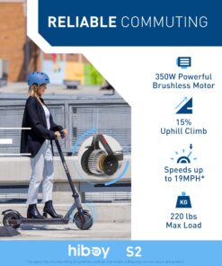 Hiboy S2/S2R Plus Electric Scooter, 8.5"/9" Tires, Up to 17/22 Miles Range, 350W Motor & 19 MPH Portable Folding Commuting Electric Scooter for Adults with Double Braking System and App S2 With Seat 39 81AoZRE1JwL 1
