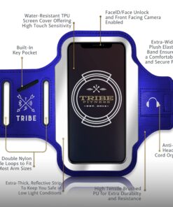 TRIBE Running Phone Holder Armband. iPhone & Galaxy Cell Phone Sports Arm Bands for Women, Men, Runners, Jogging, Walking, Exercise & Gym Workout. Fits All Smartphones. Adjustable Strap, CC/Key Pocket L: iPhone+/Pro Max/XR/XS Max/Galaxy+/Ultra/Note 21 81AogHsQeLL