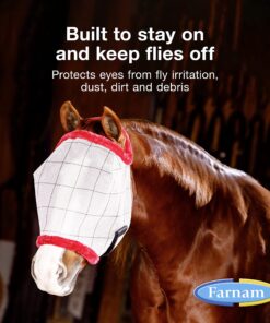 SuperMask II Fly Mask Without Ears for Average Size Horses, Full Face Coverage and Eye Protection from Insect Pests, Structured Classic Styling Mesh with Plush Trim, Horse Size 13 81Ap hB29KL