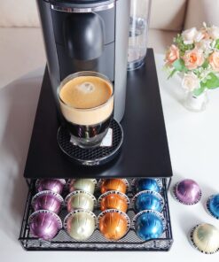 RECAPS Coffee Pod Holder Pod Drawer Storage Pods Holder Coffee Capsules Kitchen Organizer Compatible with Vertuoline Vertuo Stores 40 Capsules Black Color Cast Iron 34 81Aq0QU3CmS