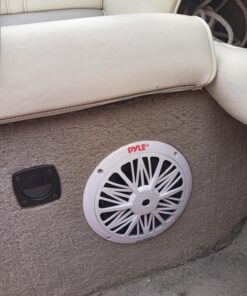 Pyle 6.5 Inch Dual Marine Speakers - 2 Way Waterproof and Weather Resistant Outdoor Audio Stereo Sound System with 200 Watt Power, Poly Carbon Cone and Butyl Rubber Surround - 1 Pair - PLMR62 (White) 28 81AqWikbvSL