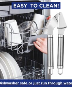 ORBLUE Garlic Press Stainless Steel - Premium Professional Grade Garlic Mincer, Crusher & Peeler Set - Easy Clean, Dishwasher Safe & Rust-proof Ageless Silver 25 81Arx6bHshL