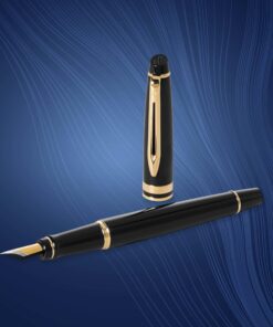 Waterman Expert Fountain Pen Gloss Black with 23K Gold Trim Medium Nib Gift Box 11 81As9zQWgaL
