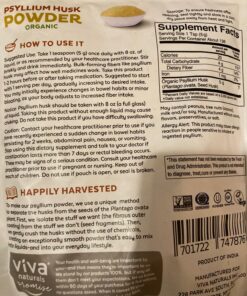 Viva Naturals Organic Psyllium Husk Powder (1.5 lbs) - Easy Mixing Fiber Supplement, Finely Ground & Non-GMO Powder for Promoting Regularity 1.5 Pound (Pack of 1) 33 81AsEjFnH5L