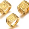 Halukakah Mens Gold Ring Diamond 3PCs Set,18K Real Gold/Platinum Filled Kanji Rich/Luck/Wealth Lab Diamonds Prong Set Size Adjustable,Gift for Men Gold Plated 3 Rings Set 2 81Aso4AGXSL