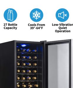 NewAir Compressor Wine Cooler Refrigerator in Stainless Steel | 27 Bottle Capacity | Freestanding or Built-In | UV Protected Glass Door with Lock and Handle AWC-270E 19 81AuIcYX2oL 1