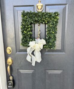 Home Boxwood Wreath-16.5-Inch Square UV Resistant Artificial Spring, Summer, Fall or Winter Outdoor/Indoor Wreaths for Front Door by Pure Garden, 16.5x3, Green 26 81Avf8wUWBL