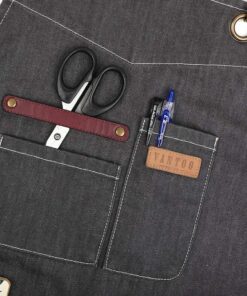 Alternative view of VANTOO Professional Denim BBQ Gill Chef Art Apron for Men and Women Dark Gray-2