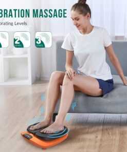 Snailax Vibration Foot Massager with Heat, App Control, Adjustable Vibration Electric Foot Massager Machine for Circulation, Plantar Fasciitis, Pain Relief, Remote Control Black and Orange 17 81AwR5I37RL