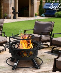 Alternative view of BALI OUTDOORS Wood Burning Fire Pit with Quick Removable Cooking Grill, Black, 32in