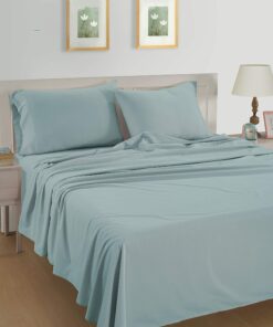 LANE LINEN 100% Organic Cotton Cloud Blue Twin-Sheets Set 3-Piece Pure Long Staple Percale Weave Soft Bedding Sheets for Bed Breathable Fits Mattress Upto 15" Deep 1 Pack 05: Cool Blue 10 81AxxsrZZL