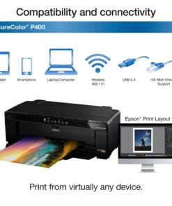 EPSON SureColor P400 Wireless Color Photo Printer, 20.9 x 25.8 x 13.5 Inches, Black, Model:C11CE85201 P400 (New Model) 10 81Ay3COhRDL