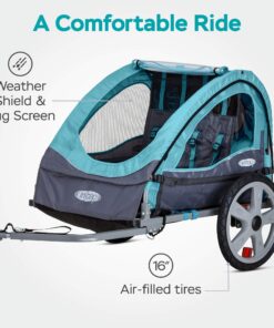 Instep Bike Trailer for Toddlers, Kids, Single and Double Seat, 2-In-1 Canopy Carrier, Multiple Colors Light Blue 26 81AyMbLGLxL