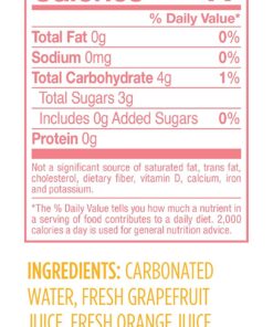 Spindrift Sparkling Water, Grapefruit Flavored, Made with Real Squeezed Fruit, (Only 15 Calories per Seltzer Water Can), 12 Fl Oz (Pack of 24) 12.00 Fl Oz (Pack of 24) 14 81AybGqMDwL