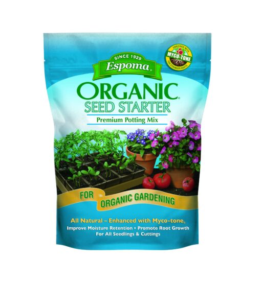 Espoma Organic Seed Starter Premium Potting Soil Mix - All Natural & Organic Seed Starting Mix with Mycorrhizae. for Organic Gardening, 8 qt, Pack of 1