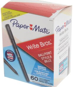 Paper Mate Ballpoint Pens, Write Bros. Black Ink Pens, Medium Point (1.0mm), 60 Count 27 81B3NEHNElL