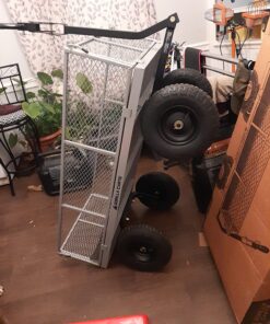 Gorilla Carts GOR1001-COM Steel Utility Cart, Heavy-Duty Convertible 2-in-1 Handle and Removable Sides, 7 cu ft, 1000 lb, Capacity, Gray, 1 pack 80 81B3SDXtyfL