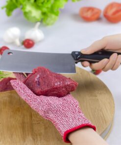 J H 3 Color Cut Resistant Gloves Red For Meat, Green For Veg, Yellow For Fruit- High Performance Cut Level 5, Food Grade No Cross Contam, 3Piece Medium Medium (Pack of 3) 20 81B67yNmTL