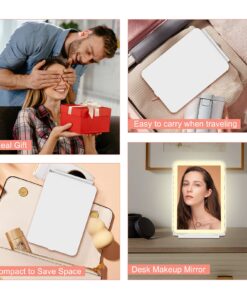 FUNTOUCH Rechargeable Travel Makeup Mirror with 72 Led Lights, Portable Lighted Beauty Mirror, 3 Color Lighting, Dimmable Touch Screen, Tabletop LED Folding Cosmetic Vanity Mirror White 28 81B7Z9FFidL
