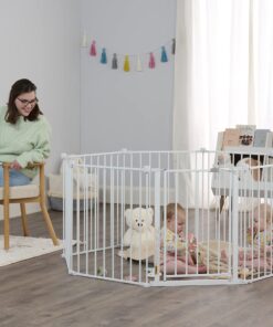 Regalo 192-Inch Super Wide Adjustable Baby Gate and Play Yard, 4-In-1, Bonus Kit, 4 Count (Pack of 1 192-Inch 2-in-1 White Gate 37 81B8xiNEbtL