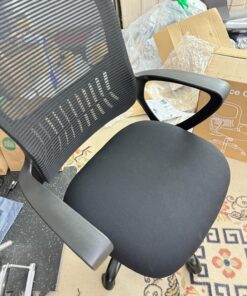 SMUG Office Computer Desk Chair, Ergonomic Mid-Back Mesh Rolling Work Swivel Task Chairs with Wheels, Comfortable Lumbar Support, Comfy Arms for Home, Bedroom, Study, Dorm, Student, Adults, Black Modern 34 81BABIQKL