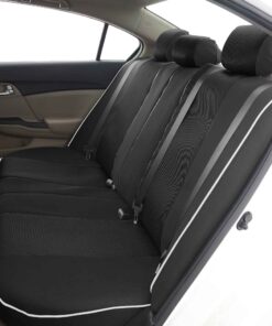 FH Group Automotive Seat Cover Universal Fit for Back Seat Black Edgy Piping Cloth Seat Protector for Dogs and Kids, Car Interior Accessories for Sedan and Van Rear Seat Covers with Rear Split Bench 14 81BAvY97qPL