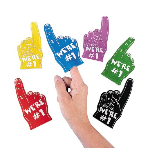 Mini Foam Fingers, We are 1 Hand - School Spirit and Pep Rally Team Supplies - Bulk Set of 12