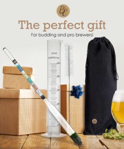 Brewer's Elite Hydrometer & Plastic Test Jar - for Home Brew Beer, Wine, Mead and Kombucha - Deluxe Triple Scale Set, Hardcase and Cloth - Specific Gravity ABV Tester Hydrometer & Plastic Test Jar Kit 35 81BEduaZPhL