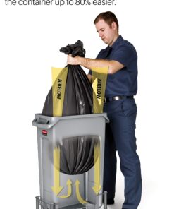 Rubbermaid Commercial Products Slim Jim Plastic Rectangular Recycling/Compost Bin with Venting Channels, 23 Gallon, Green Recycling (FG354007GRN) 1 13 81BEu9SA73L 1