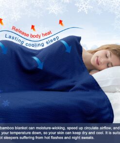 DANGTOP Cooling Blankets, Bamboo Blanket for All-Season, Cooling Blankets Absorbs Body Heat to Keep Cool on Warm Night, Ultra-Cool Lightweight Blanket for Bed (Navy Blue, 90x108 inches) Navy Blue 9 81BFv0YV9AL