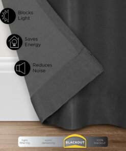 Eclipse Fresno Modern Blackout Thermal Rod Pocket Window Curtain for Bedroom (1 Panel), 52" x 84", Dark Blue 52 in x 84 in 22 81BG8REiW9L