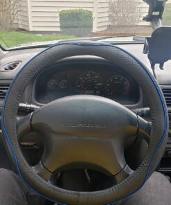 Rueesh Microfiber Leather Steering Wheel Cover Anti-Slip Matte Finish Auto Car Wheel Cover Universal 15 Inch Wheel Cover for Car Embossing Pattern Blue Line M (14.5"-15" Diameter) 30 81BIwS9MobL