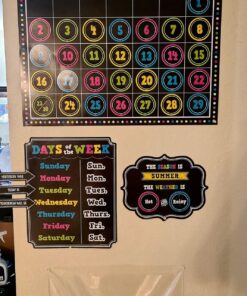 Teacher Created Resources TCR5615 Chalkboard Brights Calendar Bulletin Board Set, Paper, Multi 21 81BJxuJgWCL