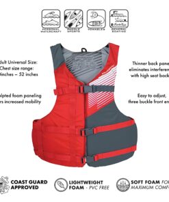 Stohlquist Fit Adult PFD Life Vest | Pack of 4 | Coast Guard Approved, Adjustable Size, Unisex, Lightweight, High Mobility, PVC Free Life Jacket - Value Pack Universal Red/Gray 20 81BKo1azt8L