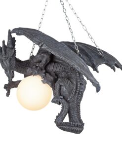 Design Toscano Nights Fury Dragon Gothic Decor Hanging Light Fixture, 21 Inch, Greystone 13 81BKqhakQwL