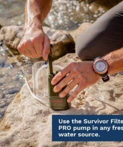 Survivor Filter Pro Hand-Pump Portable Water Filter - Lightweight Water Filter Camping, Backpacking, and Hiking - Water Purifier Survival - 0.01 Micron Ultra Filter 31 81BLJKroL