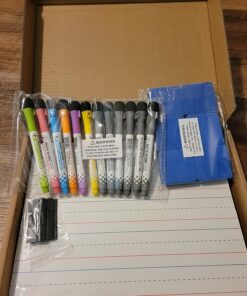 6 Pack Dry Erase Boards, 9"x12" Double Sided Small Whiteboards with Lines for Kids, Students, Education Teacher Classroom, Mini Portable Drawing Learning Lapboards with 7 Colors Pens, 6 Erasers 6 Pack Plain/Lined 30 81BMrP2ikUL