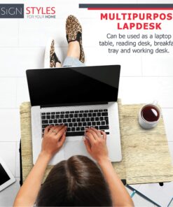 Black Folding Laptop Lap Desk - Wooden Work Table and Stand for Couch, Bed and Sofa Computer Use - Folding Legs, Adjustable Tilt - Use as Reading and Breakfast Tray - by Designstyles Black 19 81BNhdCs4EL
