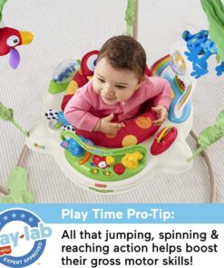 Fisher-Price Baby Bouncer Rainforest Jumperoo Activity Center with Music Lights Sounds and Developmental Toys 16 81BPFf9NJzL