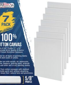 U.S. Art Supply 11 x 14 inch Stretched Canvas Super Value 7-Pack - Triple Primed Professional Artist Quality White Blank 5/8" Profile, 100% Cotton, Heavy-Weight Gesso - Acrylic Pouring, Oil Painting 11" x 14" 12 81BPyMoEnyL