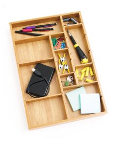 Alternative view of Lipper International 8397 Bamboo Wood Adjustable Drawer Organizer with 6 Removable Dividers, 12" x 17-1/2" x 1-7/8"