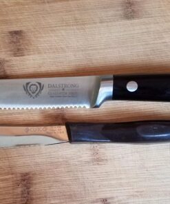Dalstrong Steak Knives - Set of 4 - Serrated Blade - Gladiator Series Elite - Forged German High-Carbon Steel - Table Dinner Kitchen Knives - Sheaths - Razor Sharp - Dinner Set - NSF Certified 5" Serrated Black 47 81BRhAHOuwL