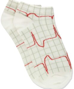 Prestige Medical Heartbeat EKG on White Nurse Ankle Socks (Model: 377-HRB) One Size 10 81BSAMvqoL