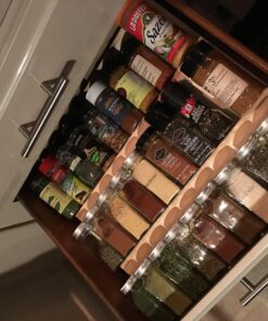 Rev-A-Shelf 16" 3 Tiered Seasoning Organizer, Trim-to-Fit Wooden Kitchen Draw and Cabinet Home Storage Insert, Pull Out Spice Rack, Maple, 4SDI-18 16 Inch 32 81BSO24alhL