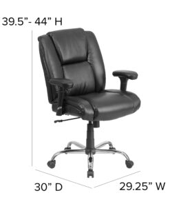 Flash Furniture HERCULES Series Big & Tall 400 lb. Rated Black LeatherSoft Ergonomic Task Office Chair with Chrome Base and Adjustable Arms 1 24 81BSc87MRQL