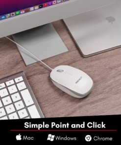 Alternative view of Macally USB Wired Mouse for Mac and Windows - Simple 3 Button Corded Computer Mouse Wired, Scroll Wheel Layout with Long Wire Cord - Plug and Play USB Mouse Wired for Laptop, PC Desktop, Notebook